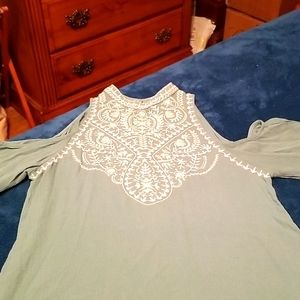 Green Cold Shoulder Top